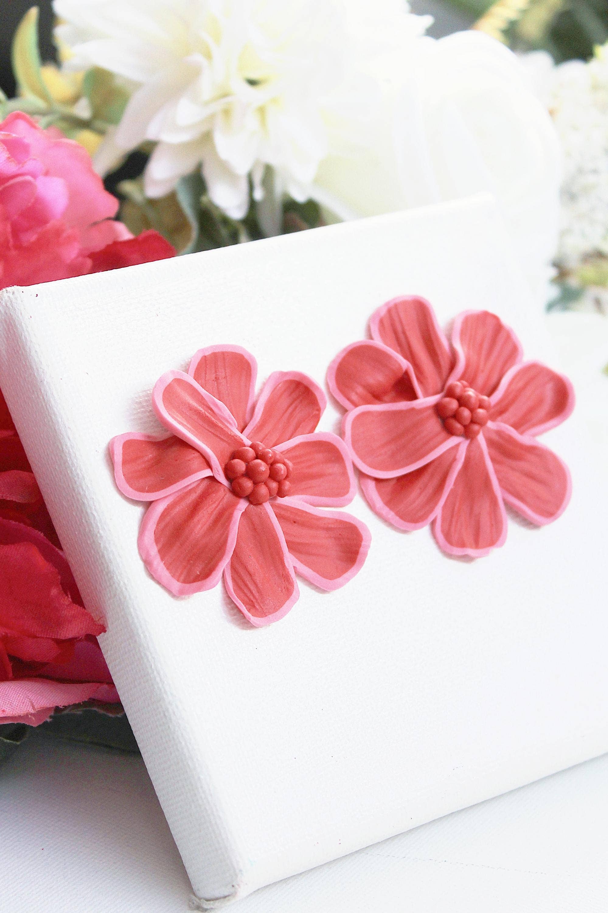 Studio Niani - Wholesale Dangle Earrings - Red Flower Earrings, Statement Clay Earrings, Polymer Clay5