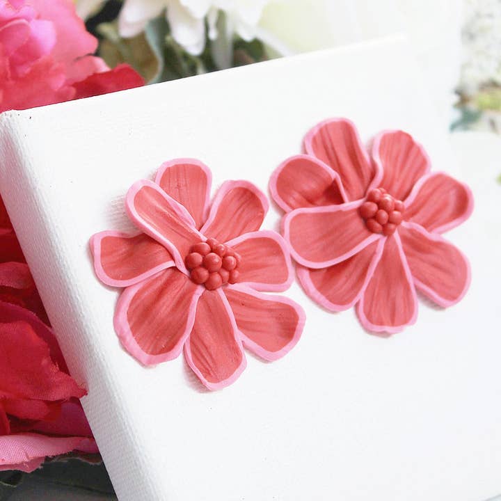Studio Niani - Wholesale Dangle Earrings - Red Flower Earrings, Statement Clay Earrings, Polymer Clay5