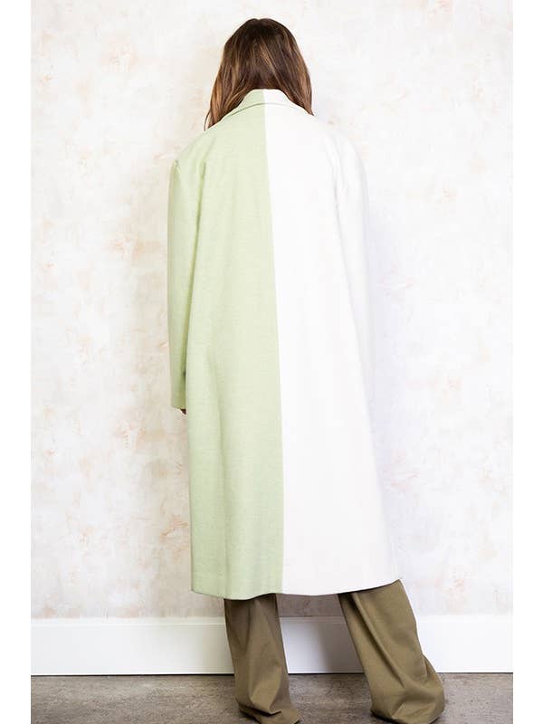 Sage Combo CT5767B Half And Half Contrast Heavy Coat for wholesale on Faire1