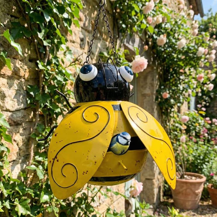 Painted and Enameled Bumblebee Bird House for wholesale by Continental Art Center