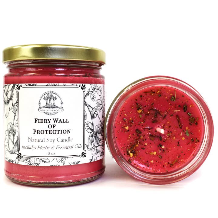 Art of the Root - Wholesale Jar/Filled Candle - Fiery Wall of Protection Soy Candle