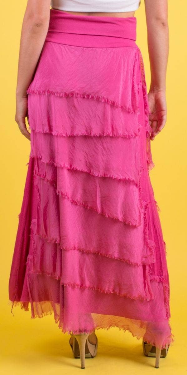 Gigi Moda - Vente Jupe – femme - Jupe volantée longue en soie36