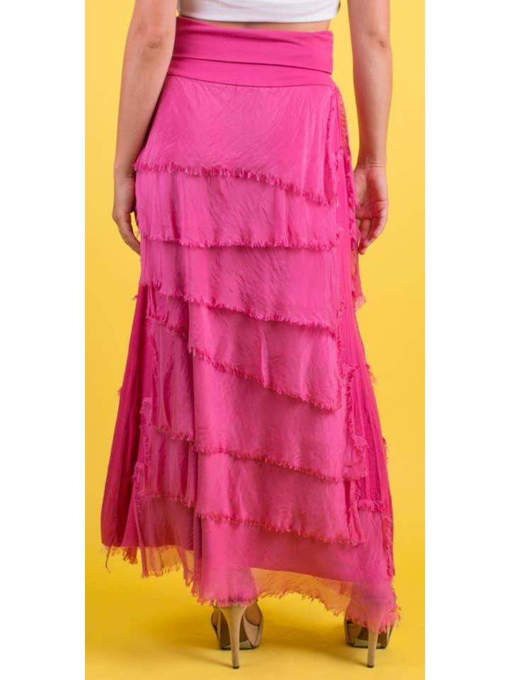 Gigi Moda - Vente Jupe – femme - Jupe volantée longue en soie36