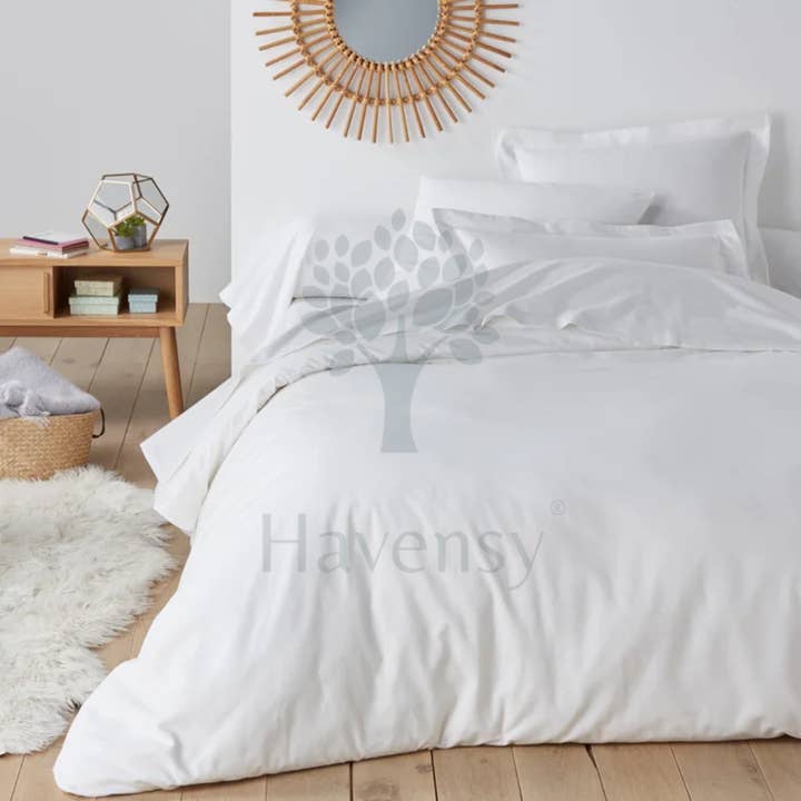 Duvet Cover in TC200 Percale 100% Cotton, White for wholesale by Havensy