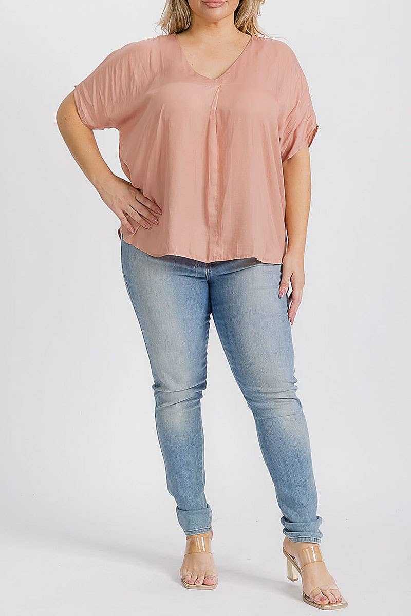 ROUSSEAU - Venta al por mayor Blusa - Mujer - Blusa túnica de manga corta con cuello en V6