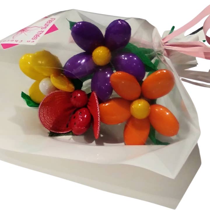 Fleurs-Thés en chocolat - Vente Friandises enrobées de chocolat - Petite coccinelle en dragées chocolat