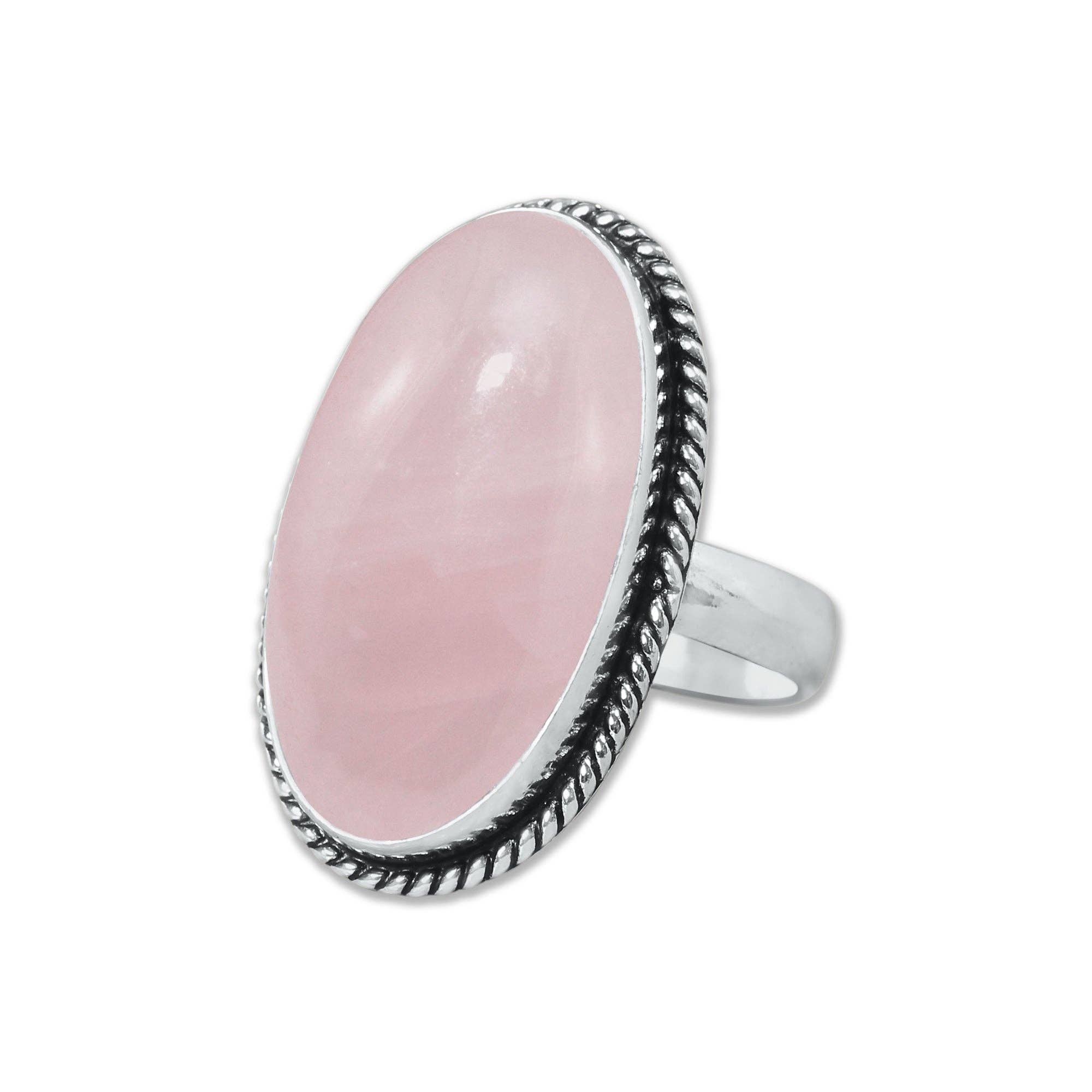 Handmade Jewels – wholesale Cocktail/Statement Ring – Rosenkvartsringar – Silverpläterade, Handgjorda, Mjuk Rosa (US Storlekar 6–10, Ej Justerbara)12