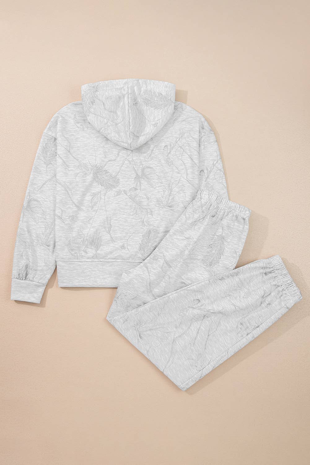 Gray LAS Abstract Print Drop Sleeve Hoodie and Pants Set (S-XL) for wholesale on Faire3