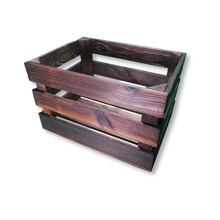 Houtpezen - houten kist chocoladebruin (dubbel gevlamd) L voor wholesale door Waldsehnen - Art of Handmade