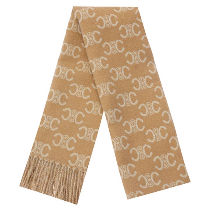 JOIA ACCESSORIES - Wholesale Scarf - Women's - SIMBOL MONOGRAM FRINGE OBLONG SCARF, LVSC 1530