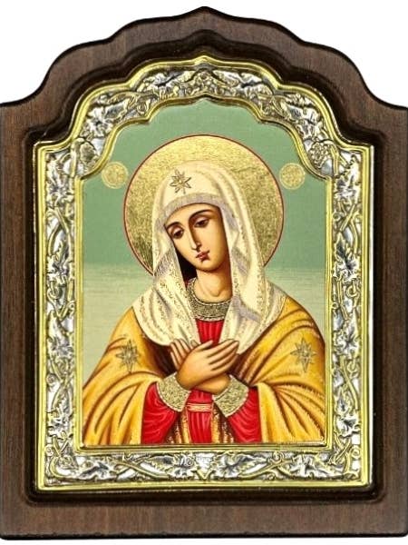 Vierge Marie en prière — Icône cintrée et gravée pour la vente par The Art of the Icon