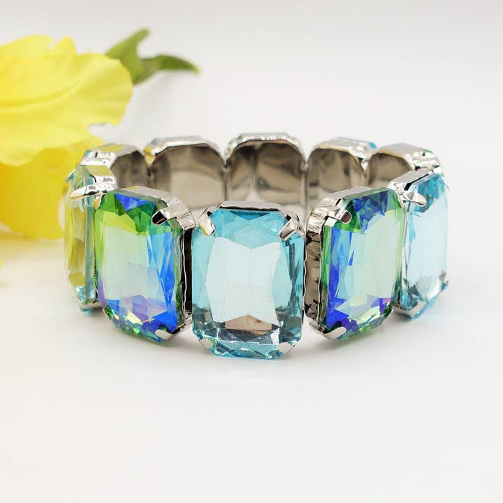 Daemon srls - Wholesale Bangle Bracelet - MARGOT LUXE - Bracciale elasticizzato con pietre sfaccettate -luce colection38