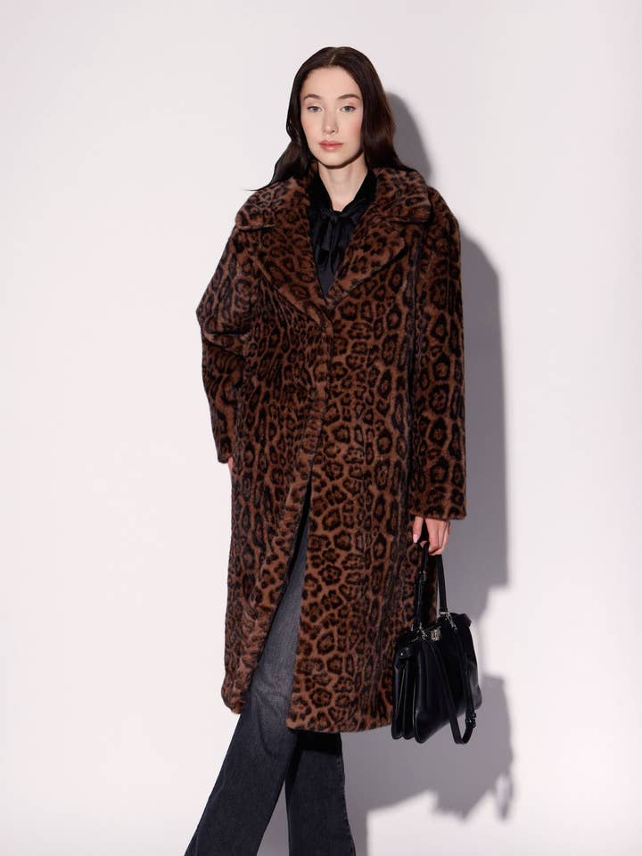 Pacey Coat, Jaguar Faux Fur for wholesale by Walter Baker