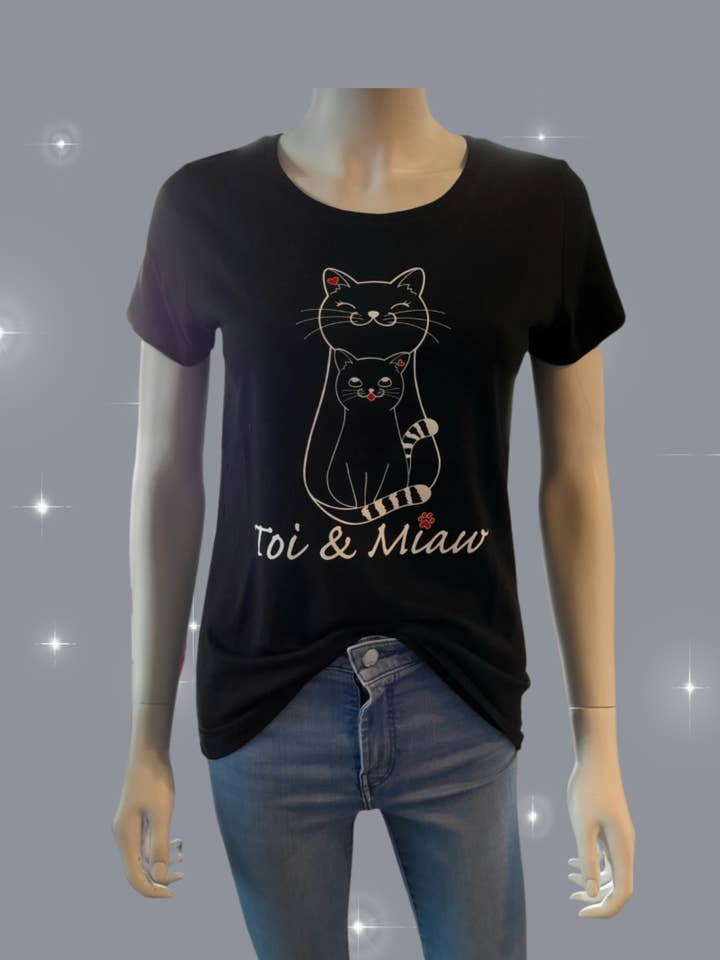“YOU & MIAW” T-SHIRT Black R for wholesale by TOI & MIAW