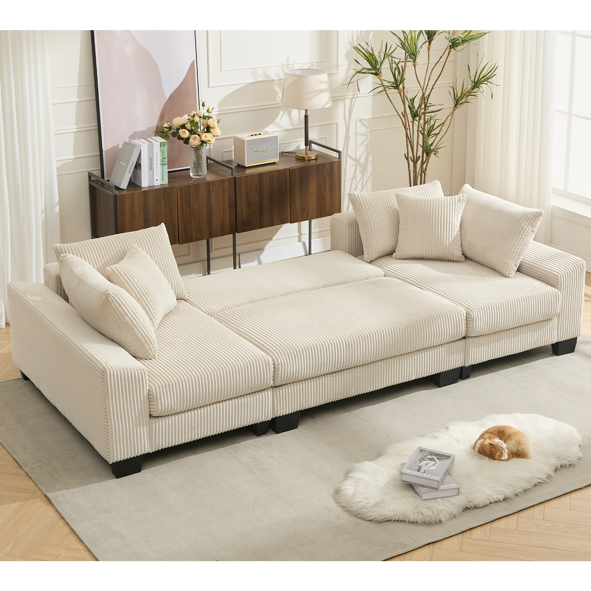 39F Inc. - Wholesale Sofa - 114" U-Shaped Sleeper Sofa with Pull-Out Bed & Chaise13