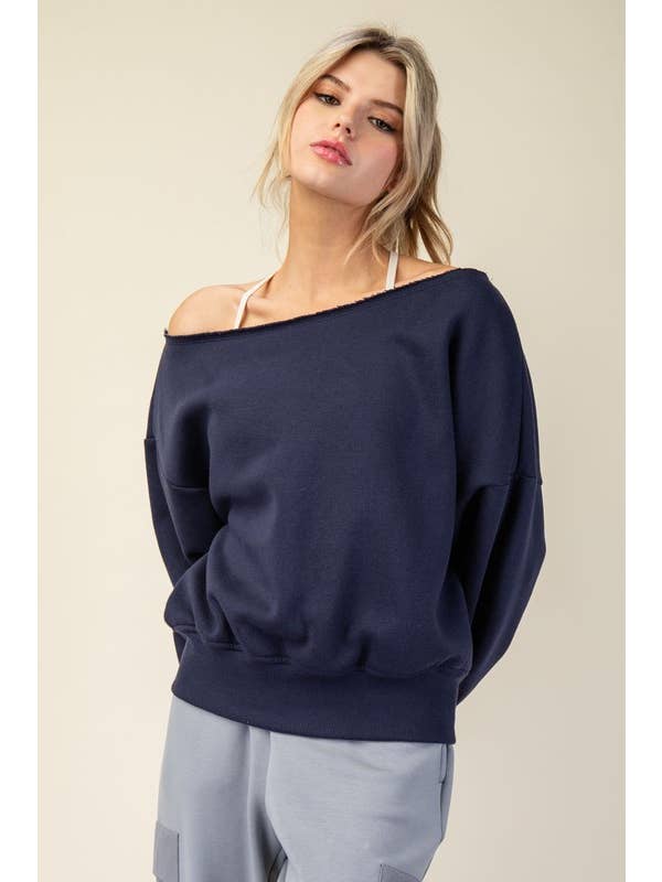 Sunday Morning – wholesale Sweatshirt – Women's – T6899PL37 PLUS SIZE OFF SHOULDER FRENCH TERRY FLEECE TOP5
