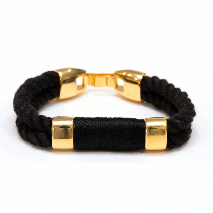 Allison Cole Jewelry - Vendita all'ingrosso Bracciale in tessuto/intrecciato - Tremont - Nero/Nero/Oro - Bracciale in corda nautica0