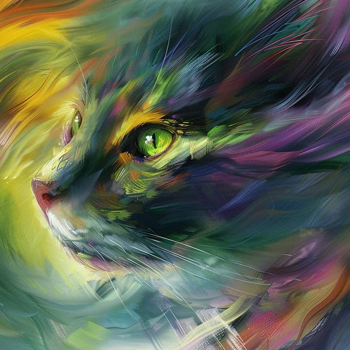 Chat arc-en-ciel iridescent pour la vente par Paint with Number