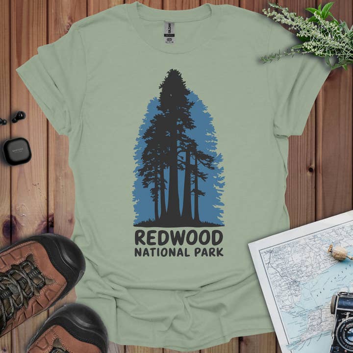 Redwood National Park Unisex Fit Soft T- Shirt Shaded Blue for wholesale by Park Service Apparel