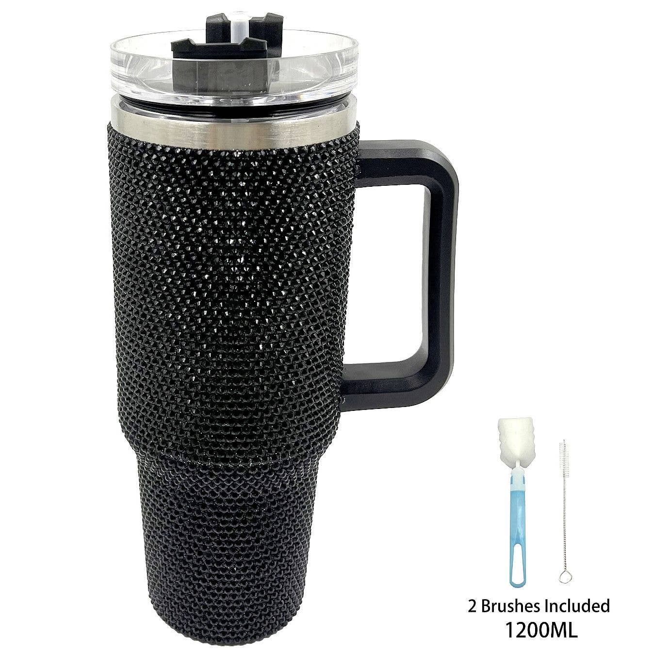 Diacly - Wholesale Insulated Mug/Tumbler - Bling Solid Rhinestone Tumbler Straw with 2 Brushes Spong11
