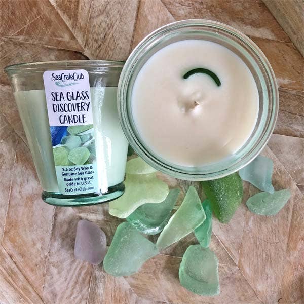 Small Sea Glass Discovery Candle for wholesale by B McVan Designs