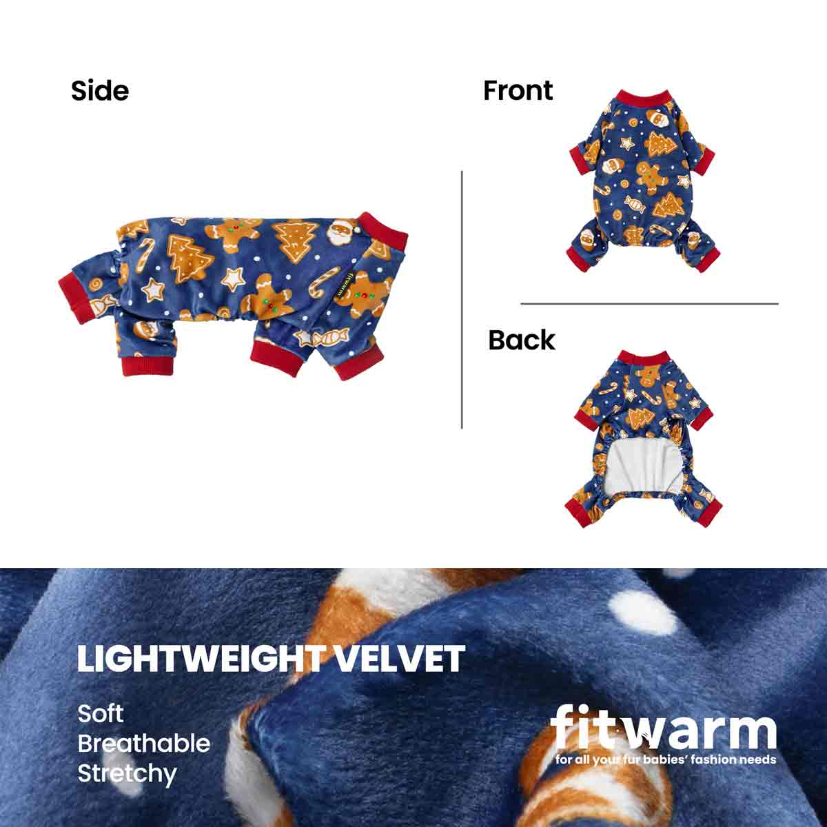 MidnightBlue Gingerbread Dog Christmas Pajamas for wholesale on Faire3