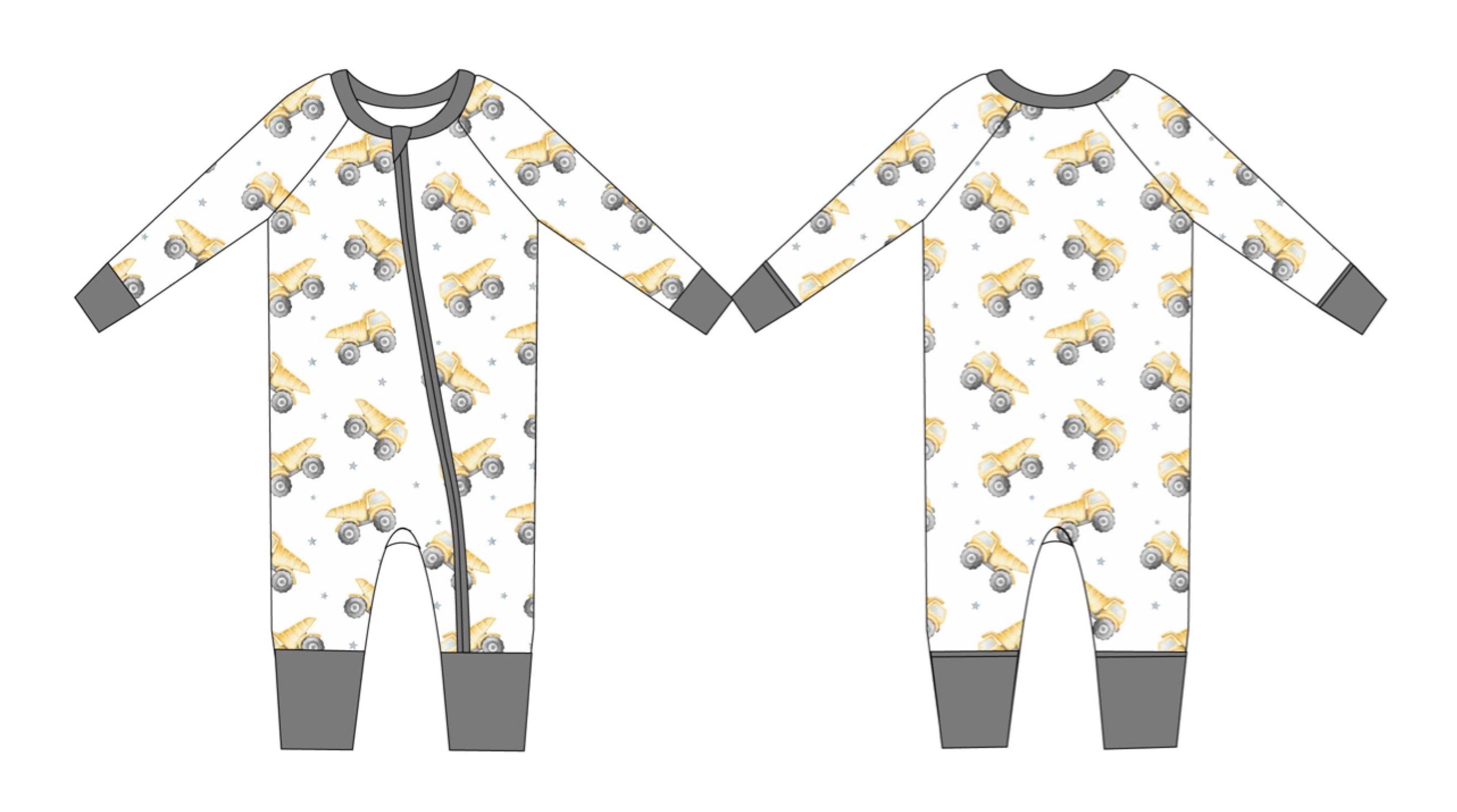 Blush Lotus - Wholesale Jumpsuit - Baby - Dump Trucks - Zippy9