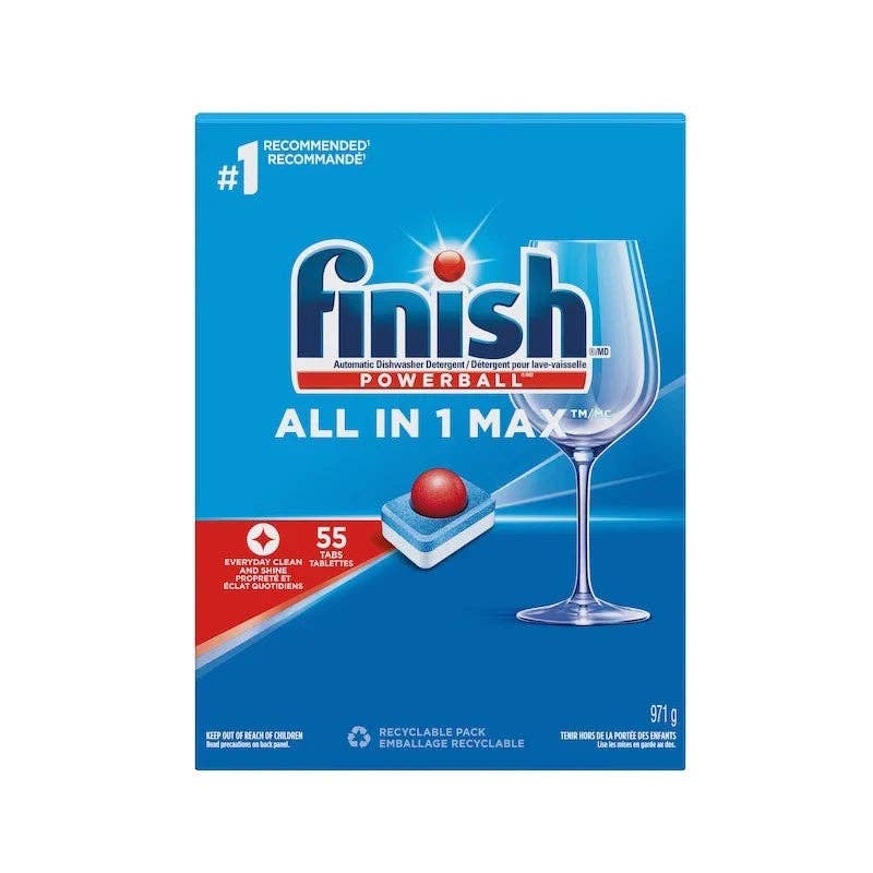 First Choice Buying - Wholesale Dishwasher Tablets - Finish Powerball All-in-1 Max Automatic Dishwasher Detergent, 55 Count