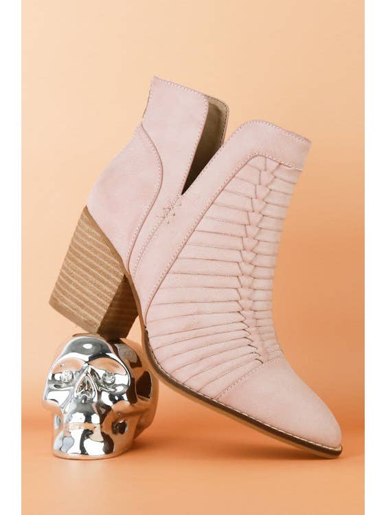 BEAST FASHION - Wholesale Booties - Women's - ALINA-16 Woven Detail Ankle Booties