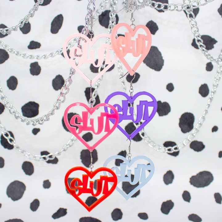 Y2K Slut Earrings Laser Cut Acrylic for wholesale by Kitschy