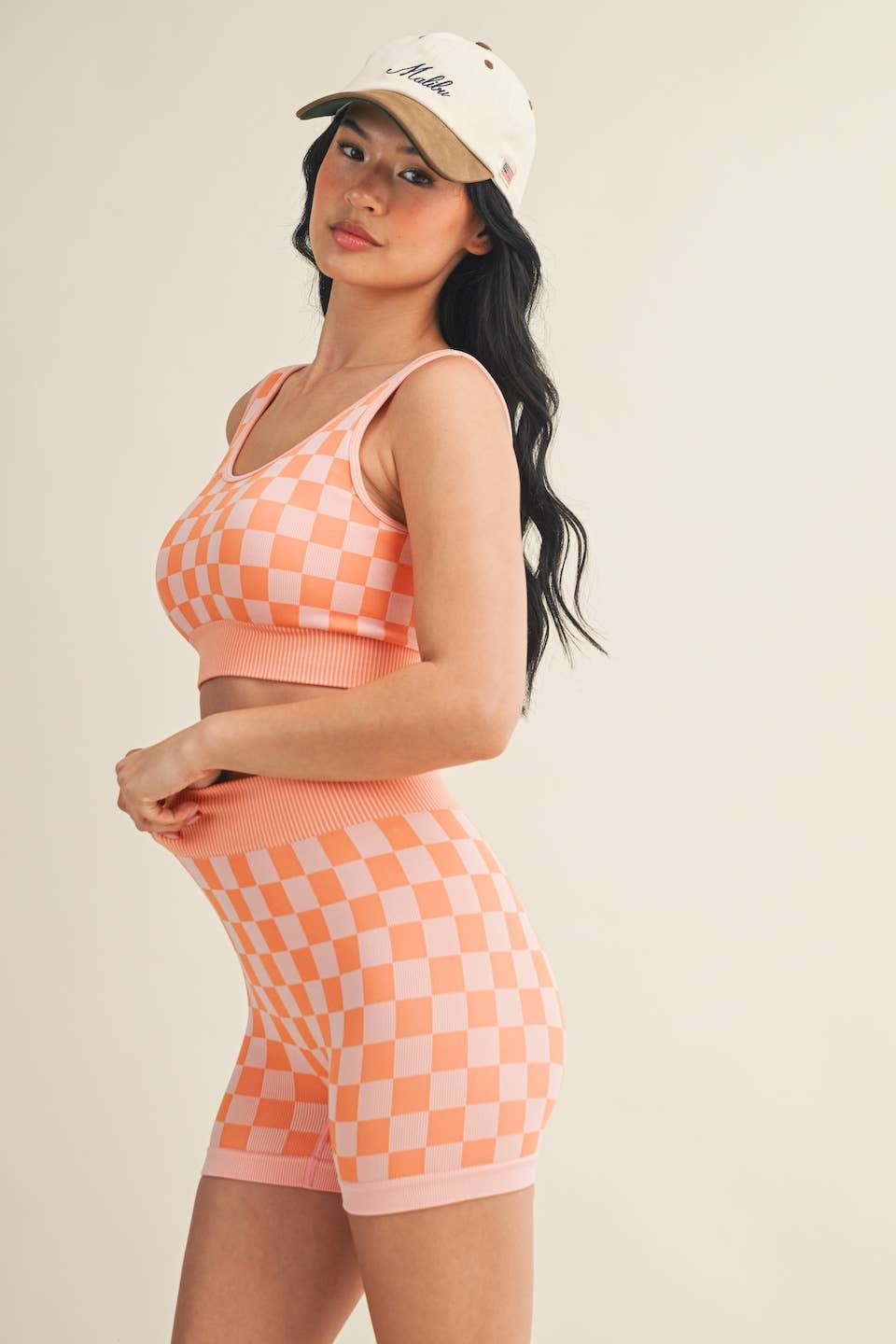 KIMBERLY C - Wholesale Activewear Set - Women's - Checkmate Cropped Two Piece Set65