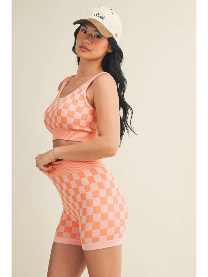 KIMBERLY C - Wholesale Activewear Set - Women's - Checkmate Cropped Two Piece Set65