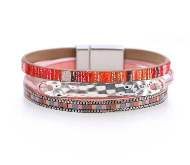Maya J - Wholesale Woven/Braided Bracelet - Bohemian Vegan Leather Cuff Bracelets - Full Display12