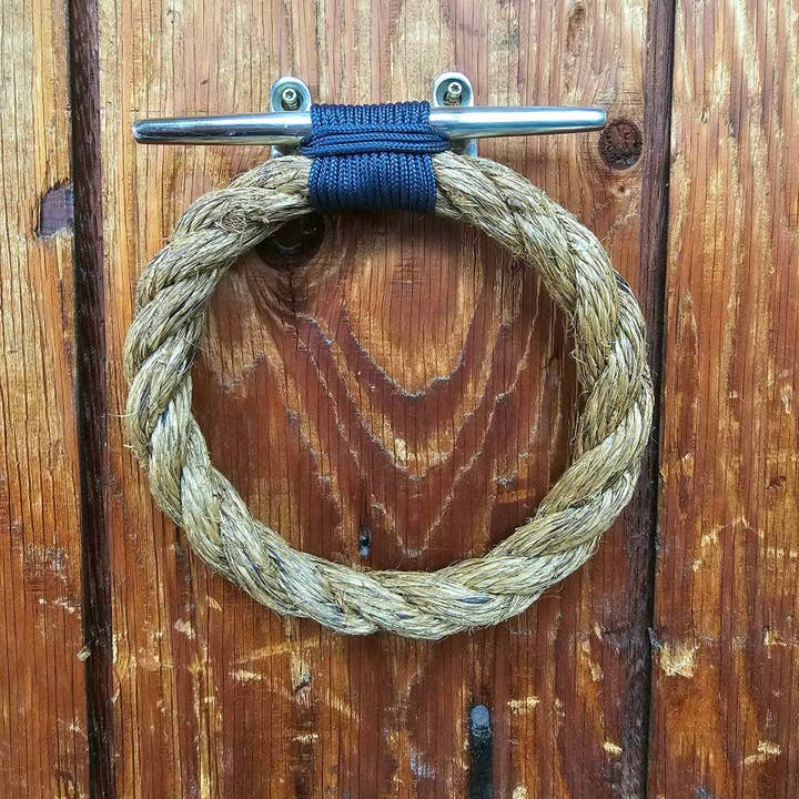 Manila Rope Towel Ring with Stainless Steel Cleat for wholesale by Alaska Rug Company