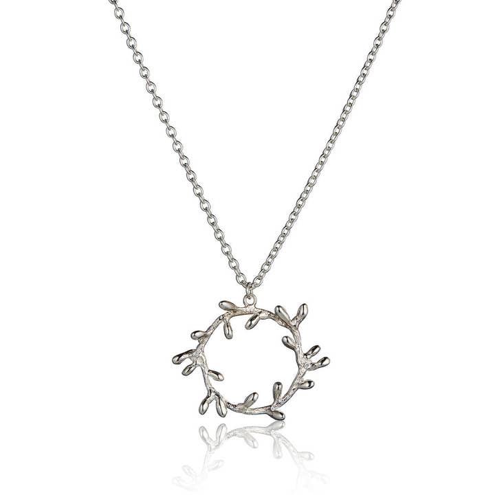 Pendente Coral Orgânico Redondo Prateado por atacado de BOO jewellery