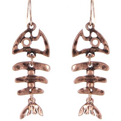 0011 PREMIERE - Venta al por mayor Pendientes colgantes - Pendientes de esqueleto de espina de pescado de cobre bruñido FR2235