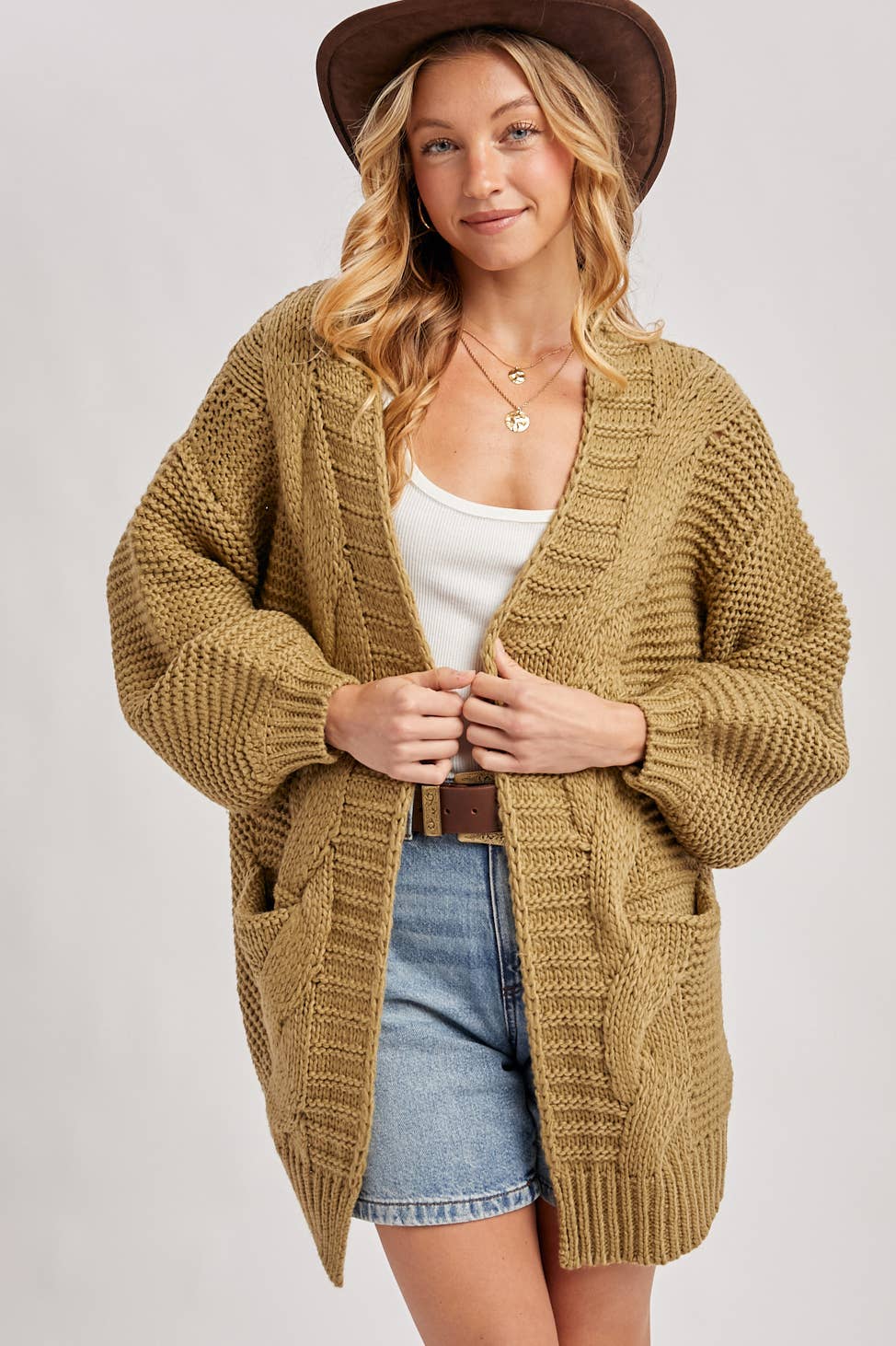 Bluivy - Vente Cardigan – femme - CARDIGAN À MANCHE LANTERNE À CÂBLE12