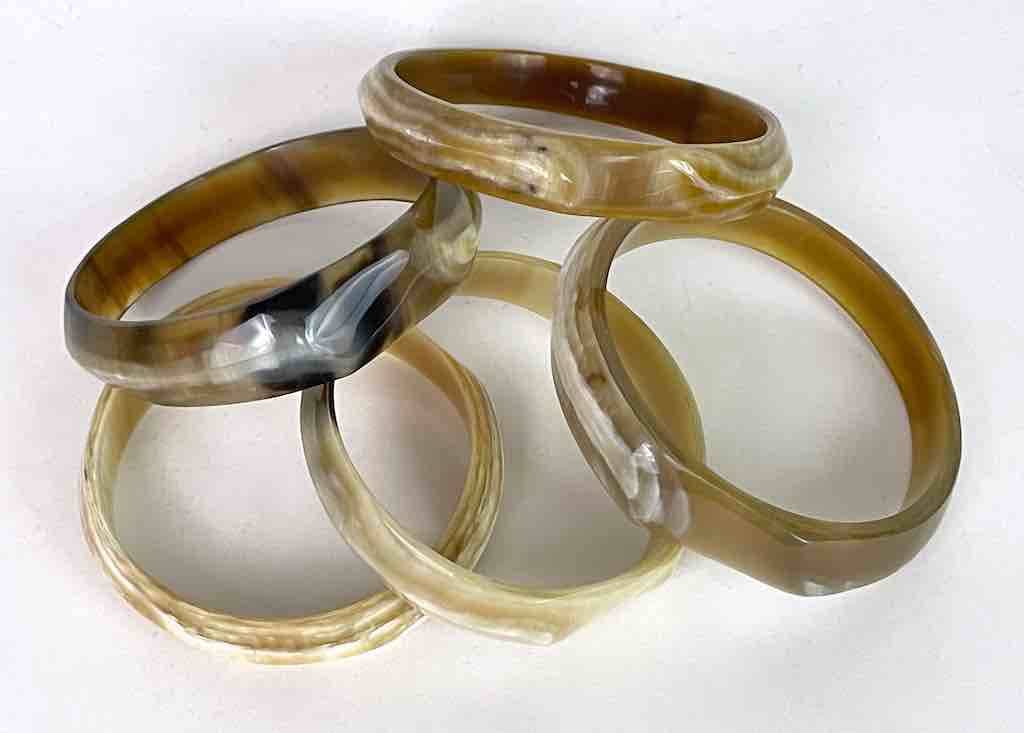 The Niger Bend - Wholesale Bangle Bracelet - Irregular shape African cow horn bangle, assorted shades3