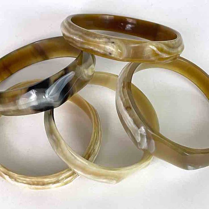 The Niger Bend - Wholesale Bangle Bracelet - Irregular shape African cow horn bangle, assorted shades3