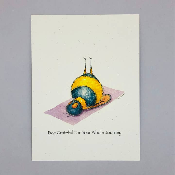 Bee Grateful For Your Whole Journey Yoga Bee Greeting Card for wholesale by Just Bee & Me Greeting Cards