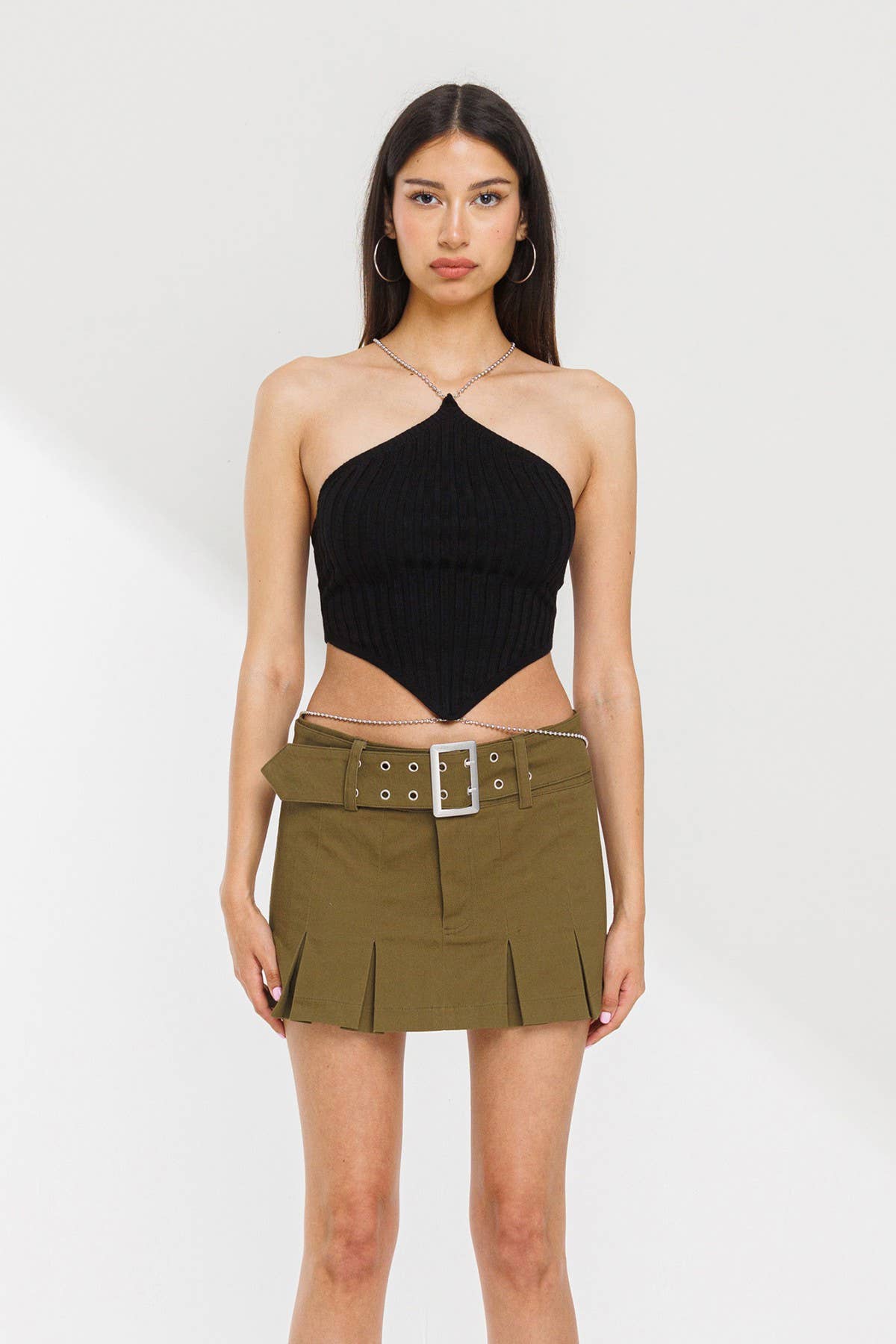 No Vacancy – wholesale Stickad topp - Dam – Halter hals och midja kedja remmar sticka topp ny3