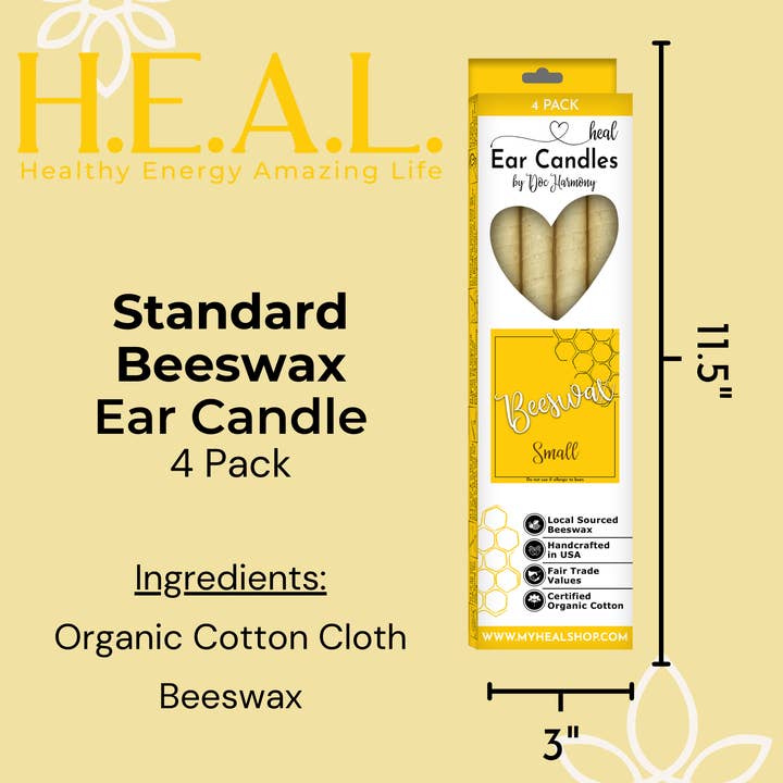 Healthy Energy Amazing Life - Wholesale Tapered Candle/Candlestick - Unscented Beeswax Ear Candles by Doc Harmony