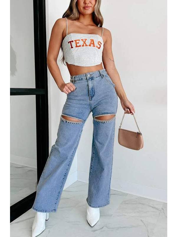 BLUE stylish distressed denim for casual outings for wholesale on Faire4