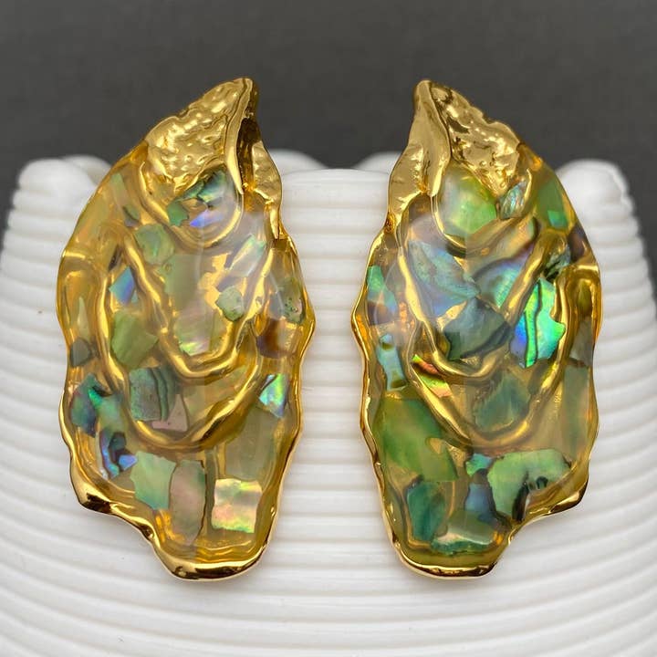Shell Irregular 18K Gold Plated Stainless Steel Earrings - FGS for wholesale by Mio Queena
