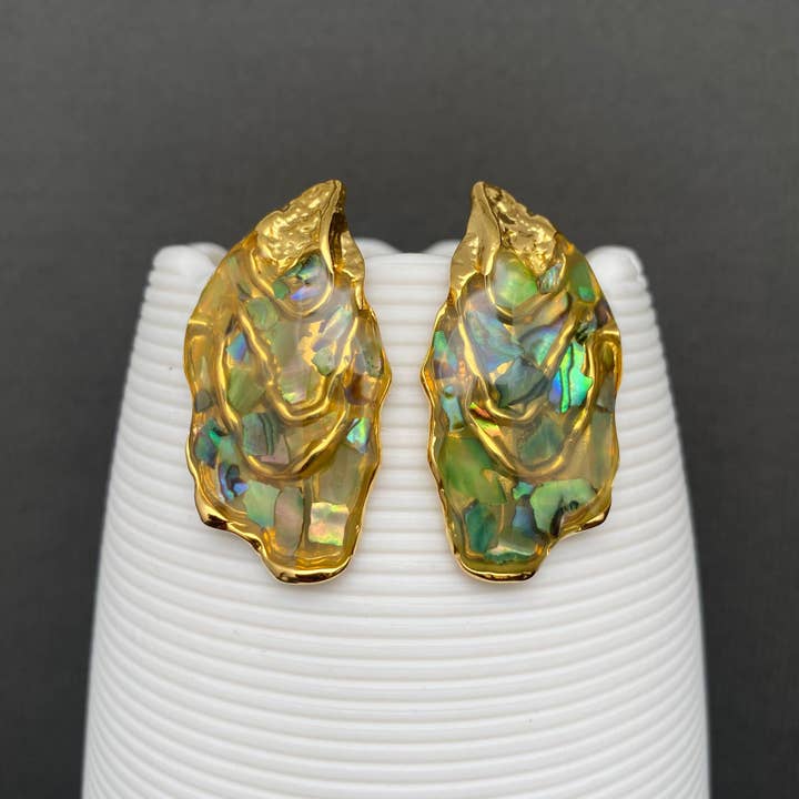 Shell Irregular 18K Gold Plated Stainless Steel Earrings - FGS for wholesale by Mio Queena