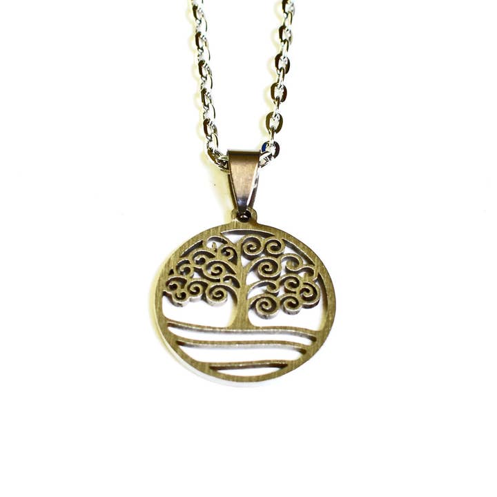 Stainless Steel Stormy Tree of Life Necklace Sm for wholesale by Laurent Scott Collection