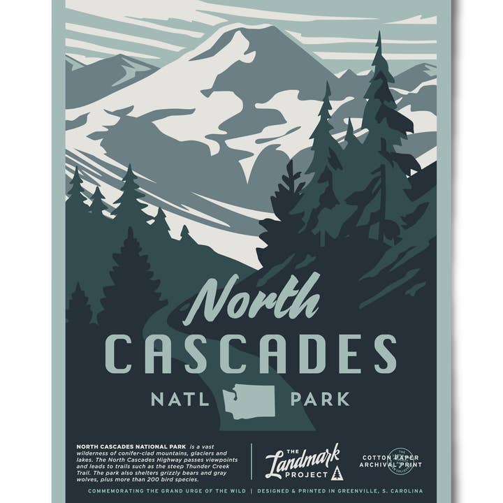 Affiche du parc national des North Cascades pour la vente par The Landmark Project