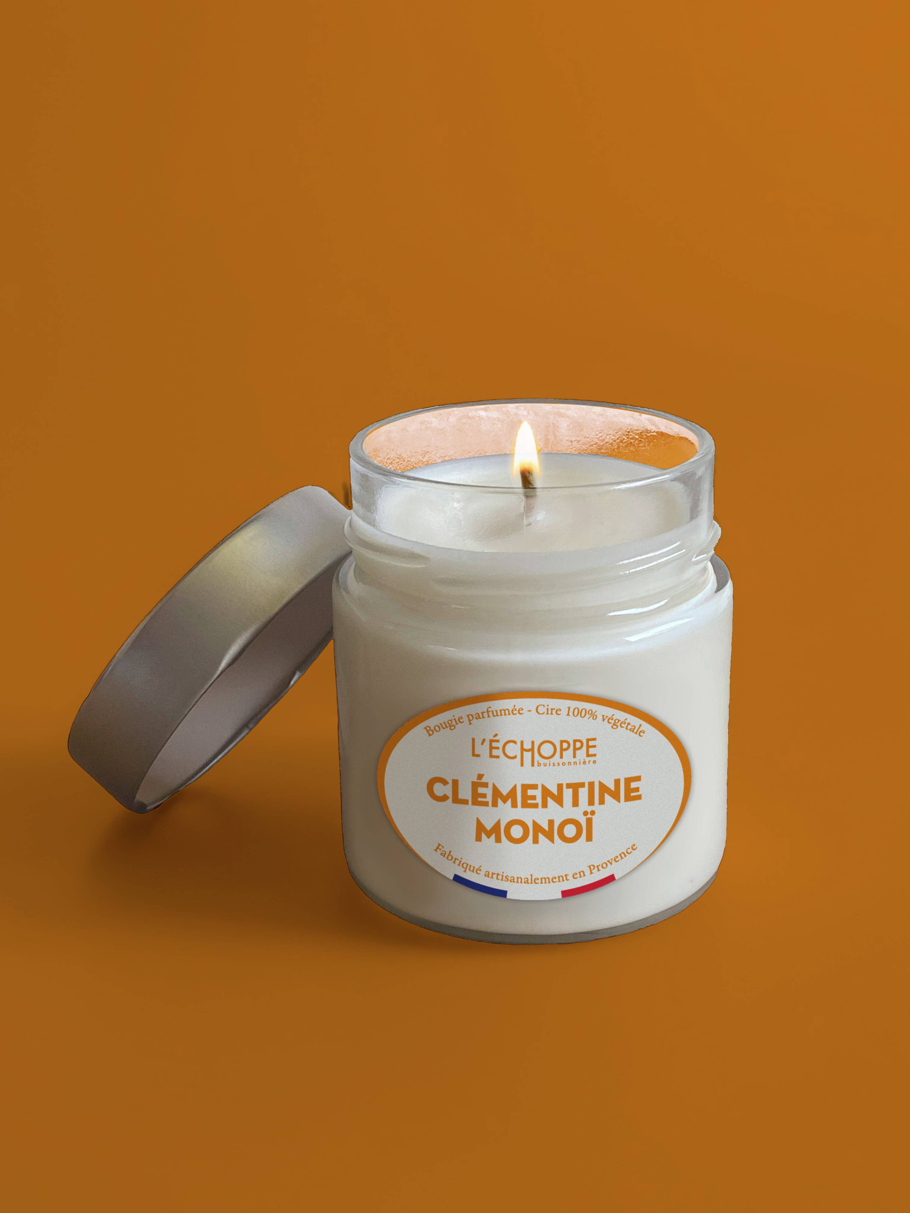 L'Échoppe Buissonnière – Engroshandel Glaslys – Clémentine Monoï - Duftlys 180g0