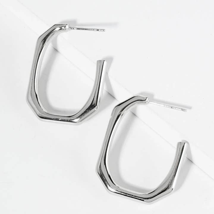 Wild Honey - Wholesale Hoop Earrings - 18K Gold Dipped 25Mm Octagon Hoop Earrings