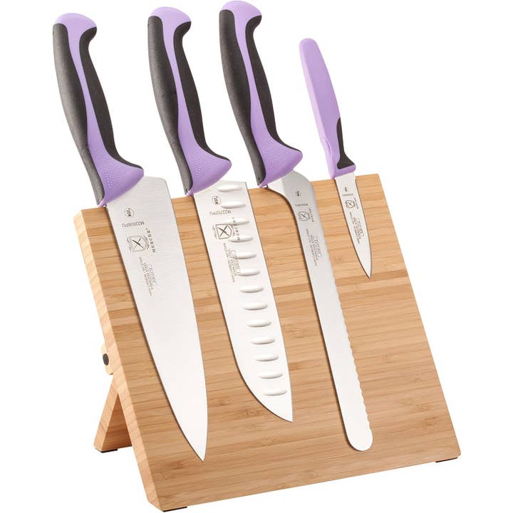 Millennia 5-Pc Magnetic Board Set w/ Purple Handles, Bamboo for wholesale by Barfly Mixology Gear & Mercer Culinary